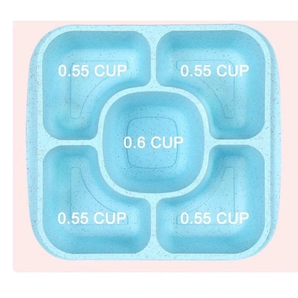 4 Pack Wheat Straw Bento Lunch Boxes 5 Compartment Food Storage Containers Set